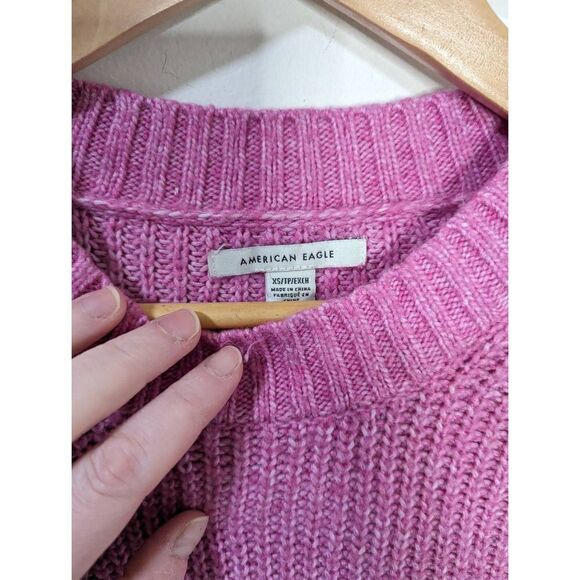 American Eagle Outfitters Pink Ribbed Knit Mock Neck Pullover Sweater - Size XS - Picture 6 of 7
